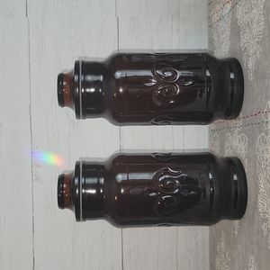 Vintage | Pair of 1974 Owens-Illinois Brown Glass Canister Apothecary Stash Jar